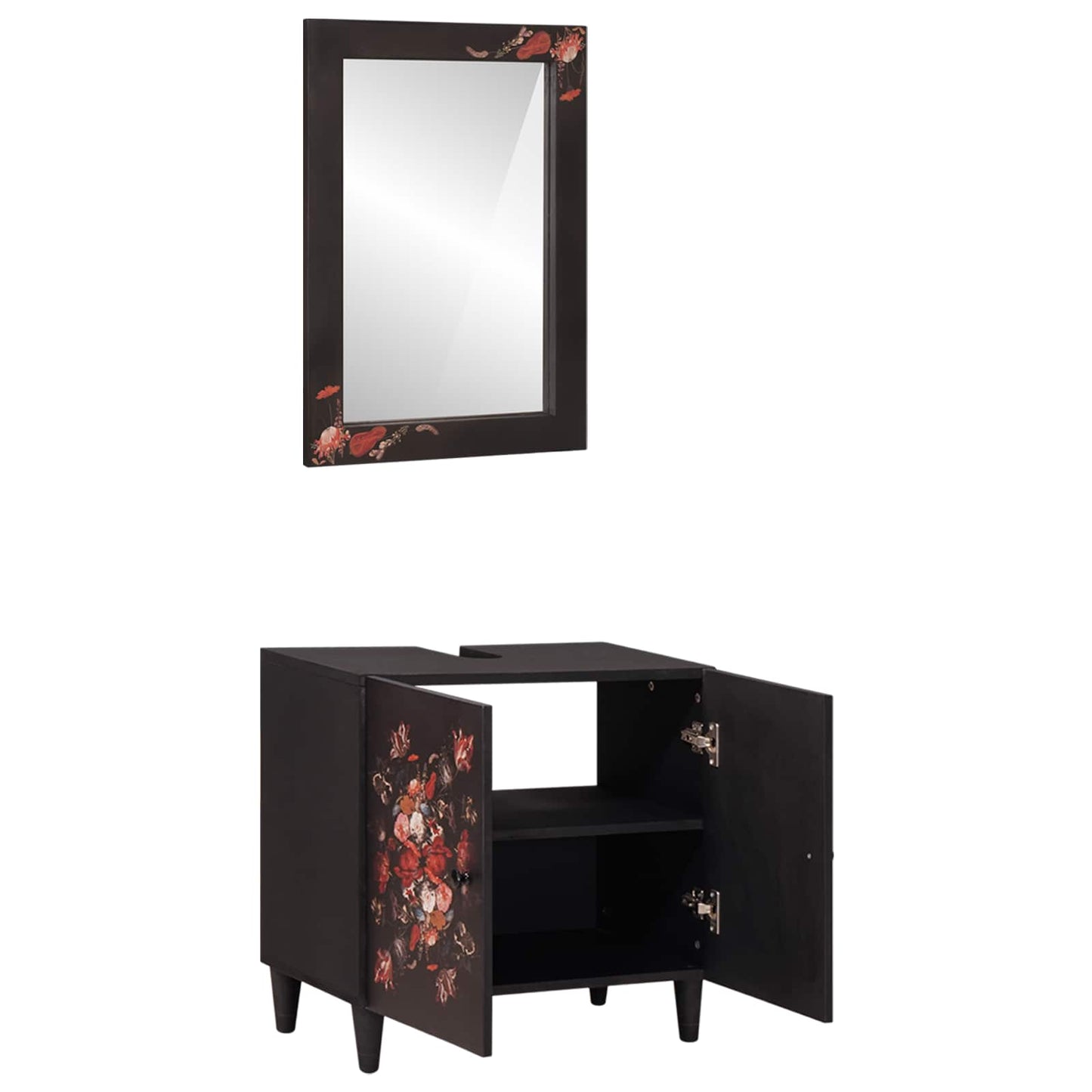Bathroom Cabinet Set Wall-mounted 2 pcs Solid Mango Wood
