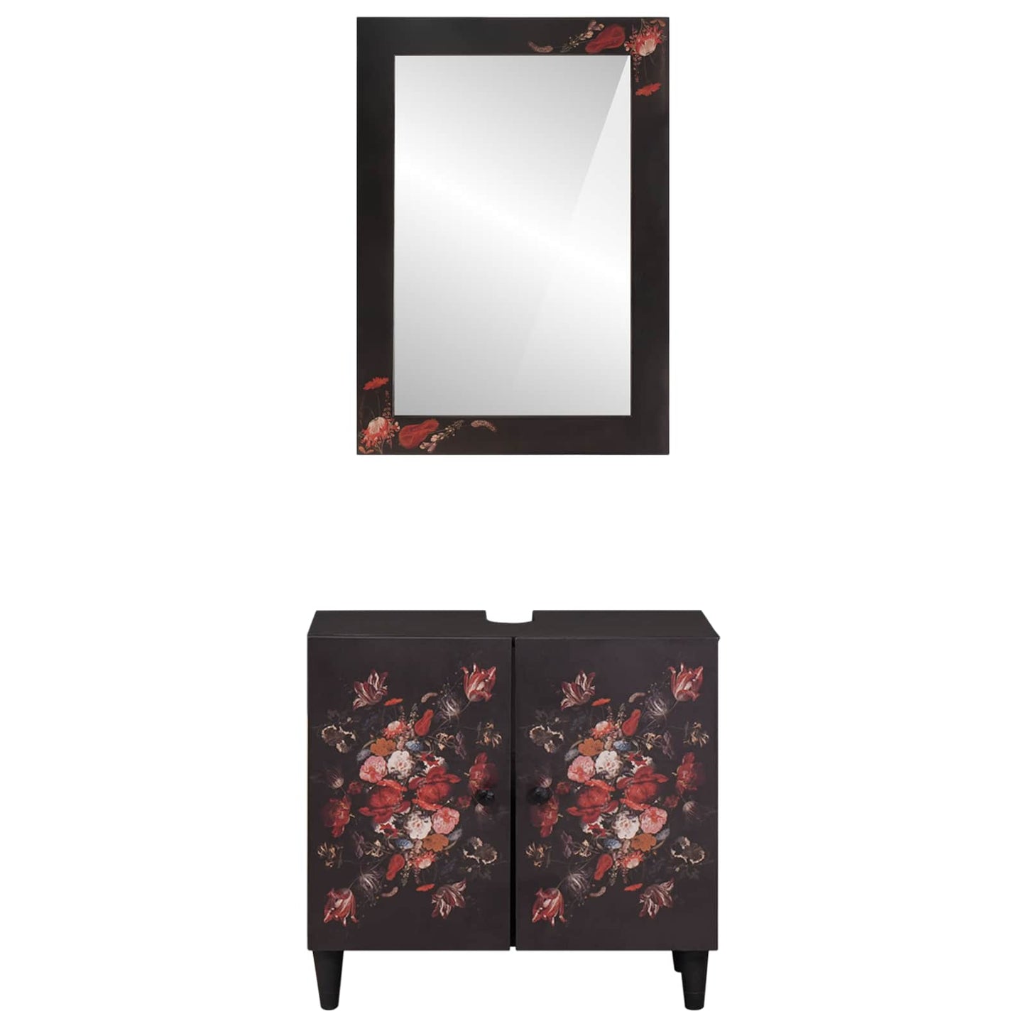 Bathroom Cabinet Set Wall-mounted 2 pcs Solid Mango Wood