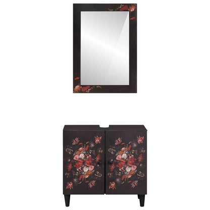 Bathroom Cabinet Set Wall-mounted 2 pcs Solid Mango Wood