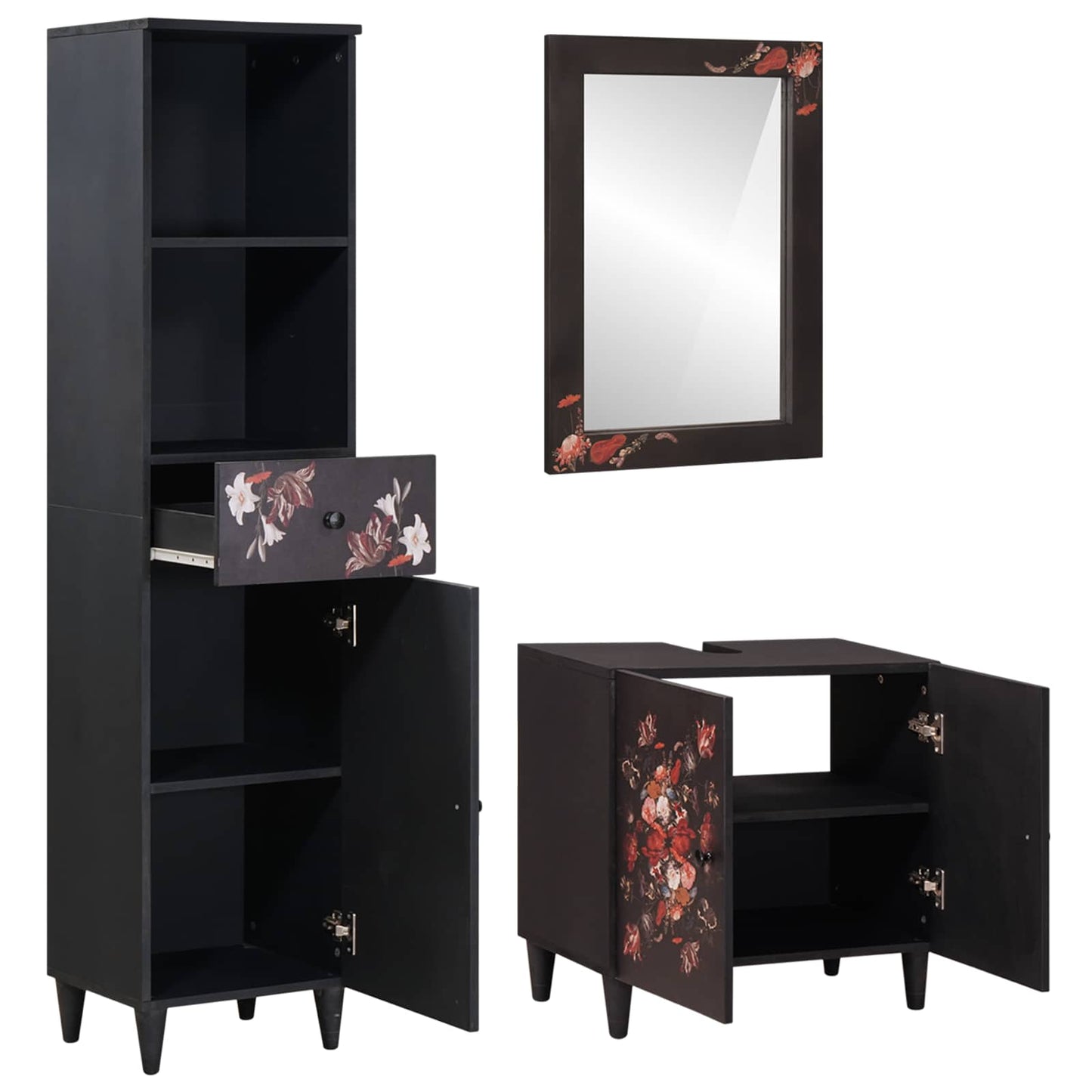 Bathroom Cabinet Set with Drawer 3 pcs Solid Mango Wood