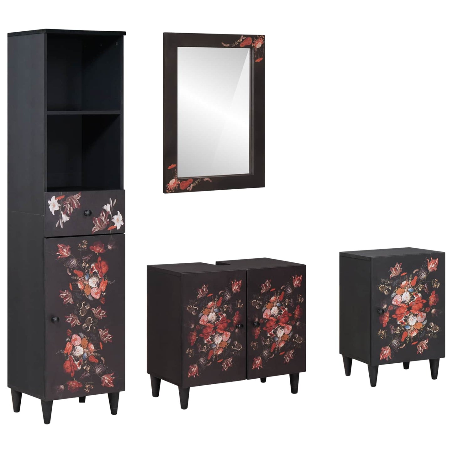 Bathroom Cabinet Set with Drawer 4 pcs Solid Mango Wood