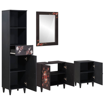 Bathroom Cabinet Set with Drawer 4 pcs Solid Mango Wood