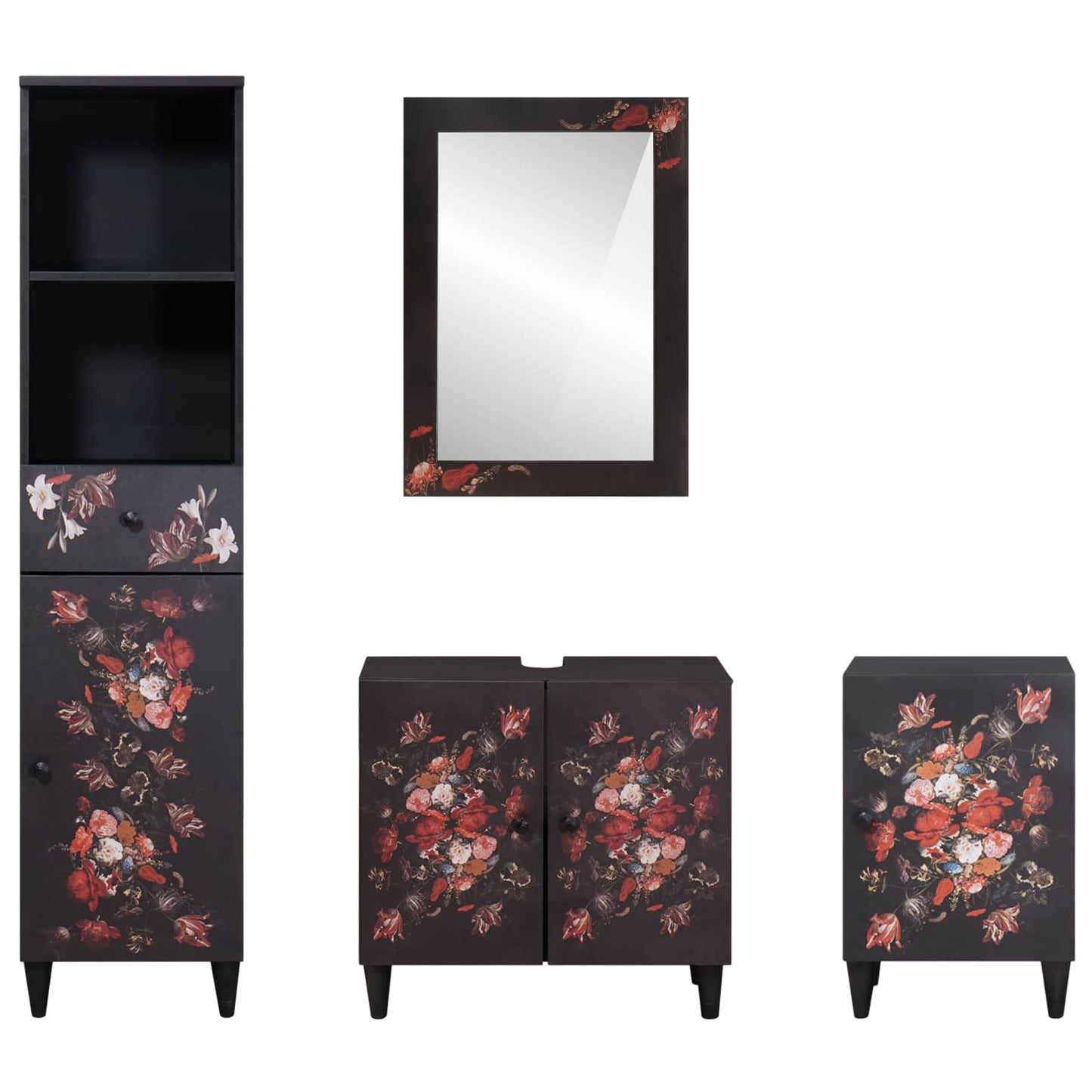 Bathroom Cabinet Set with Drawer 4 pcs Solid Mango Wood