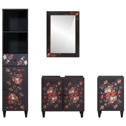 Bathroom Cabinet Set with Drawer 4 pcs Solid Mango Wood