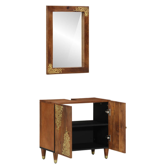 Bathroom Cabinet Set 2 pcs Honey Brown Solid Mango Wood