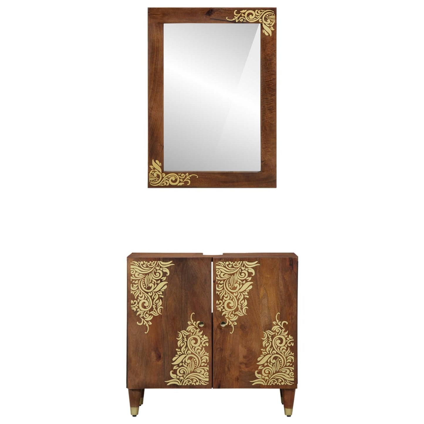 Bathroom Cabinet Set 2 pcs Honey Brown Solid Mango Wood