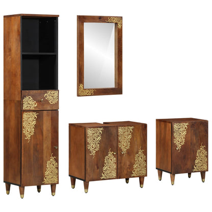Bathroom Cabinet Set 4 pcs Honey Brown Solid Mango Wood