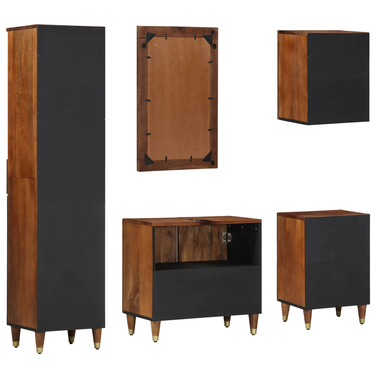 Bathroom Cabinet Set 5 pcs Honey Brown Solid Mango Wood