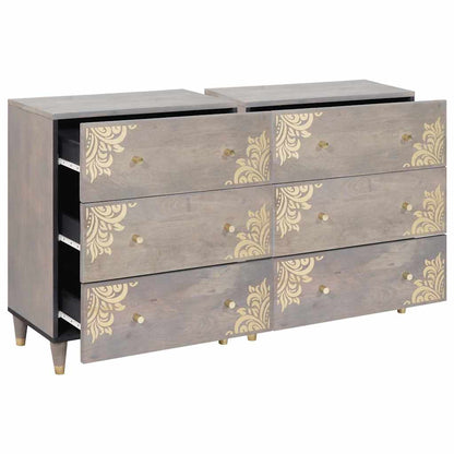 Sideboard 2 pcs Grey 60 x 33 x 75 cm Solid Mango Wood