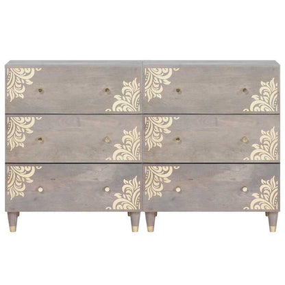 Sideboard 2 pcs Grey 60 x 33 x 75 cm Solid Mango Wood