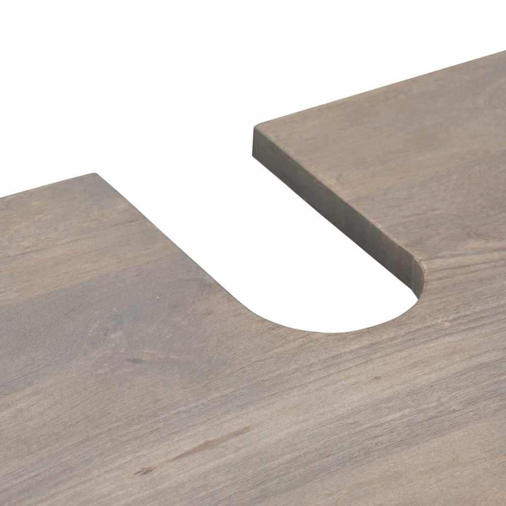 Bathroom Cabinet Set Wall-mounted 2 pcs Grey Solid Mango Wood