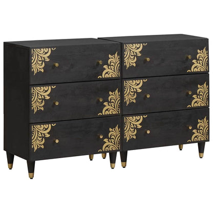 Sideboard 2 pcs Black 60 x 33 x 75 cm Solid Mango Wood