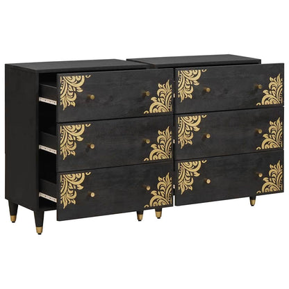 Sideboard 2 pcs 60 x 33 x 75 cm Solid Mango Wood Black