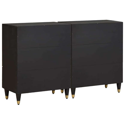 Sideboard 2 pcs Black 60 x 33 x 75 cm Solid Mango Wood