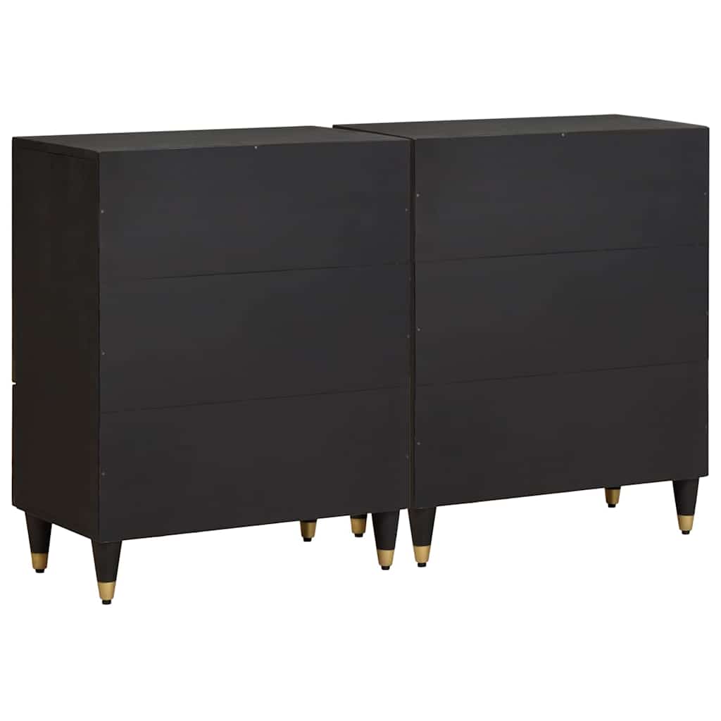 Sideboard 2 pcs 60 x 33 x 75 cm Solid Mango Wood Black