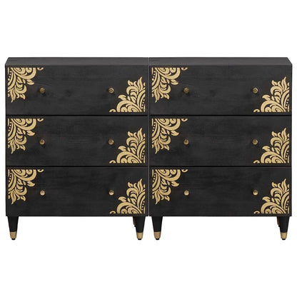 Sideboard 2 pcs Black 60 x 33 x 75 cm Solid Mango Wood