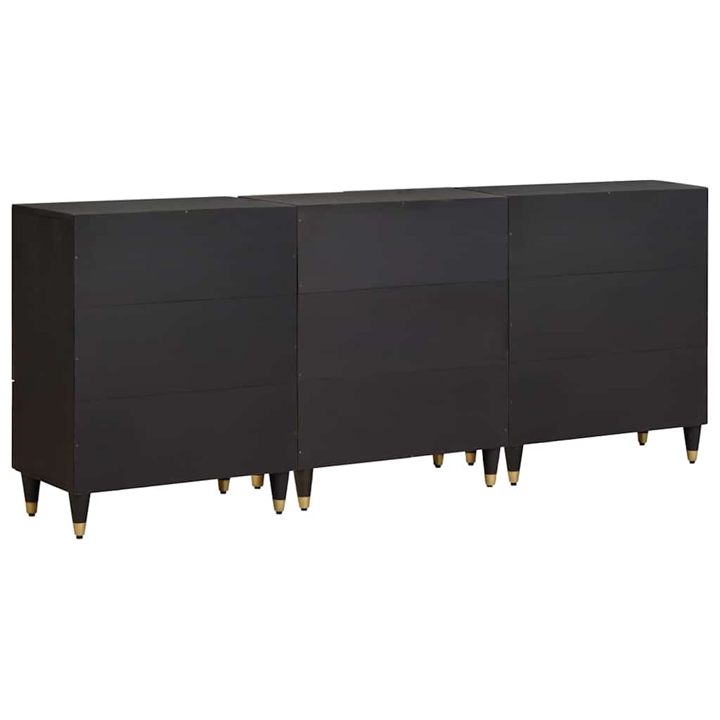 Bathroom Cabinet Set with Drawer 3 pcs Black 180 x 33 x 75 cm