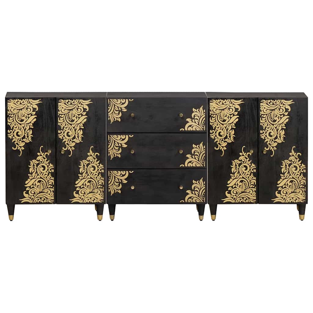 Bathroom Cabinet Set with Drawer 3 pcs Black 180 x 33 x 75 cm