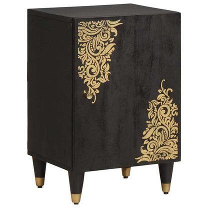 Bathroom Cabinet Set with Drawer 4 pcs Black Solid Mango Wood