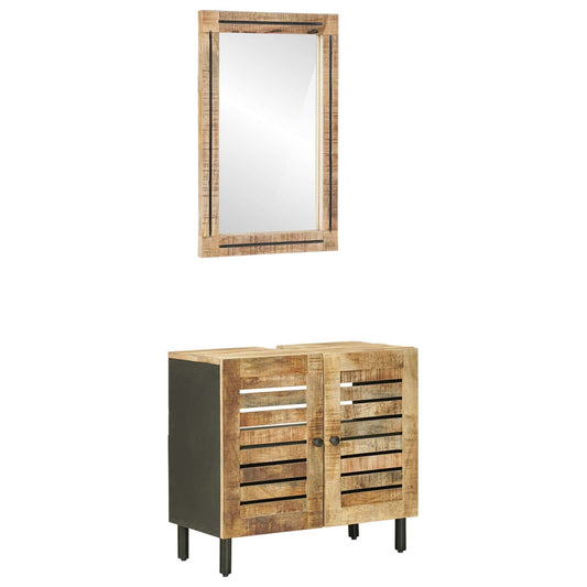 Bathroom Cabinet Set 2 pcs Natural Solid Mango Wood