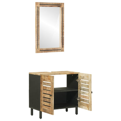 Bathroom Cabinet Set 2 pcs Natural Solid Mango Wood