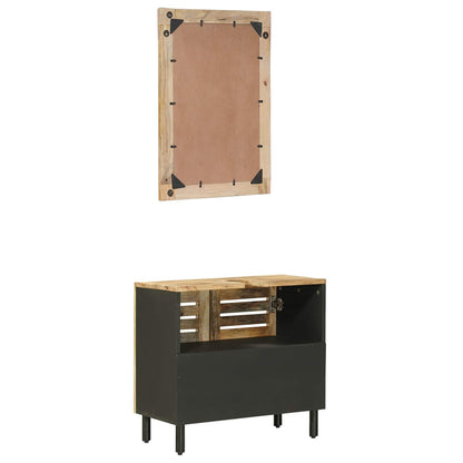 Bathroom Cabinet Set 2 pcs Natural Solid Mango Wood