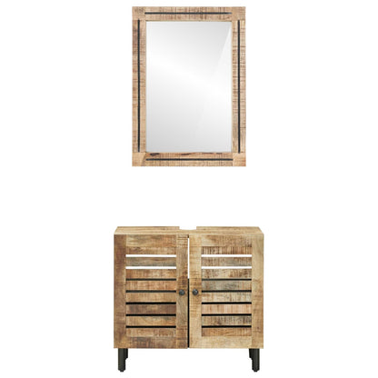 Bathroom Cabinet Set 2 pcs Natural Solid Mango Wood