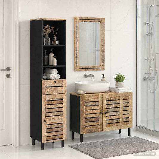 Bathroom Cabinet Set 3 pcs Natural Solid Mango Wood