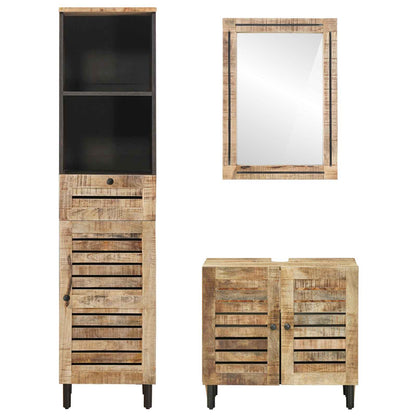 Bathroom Cabinet Set 3 pcs Natural Solid Mango Wood