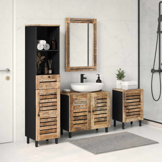 Bathroom Cabinet Set 4 pcs Natural Solid Mango Wood