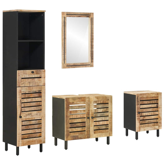 Bathroom Cabinet Set 4 pcs Natural Solid Mango Wood