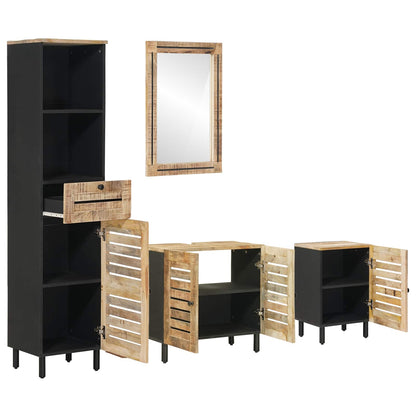 Bathroom Cabinet Set 4 pcs Natural Solid Mango Wood