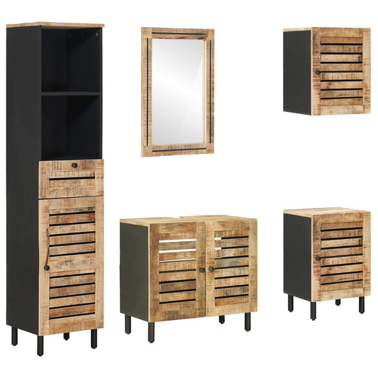 Bathroom Cabinet Set 5 pcs Natural Solid Mango Wood
