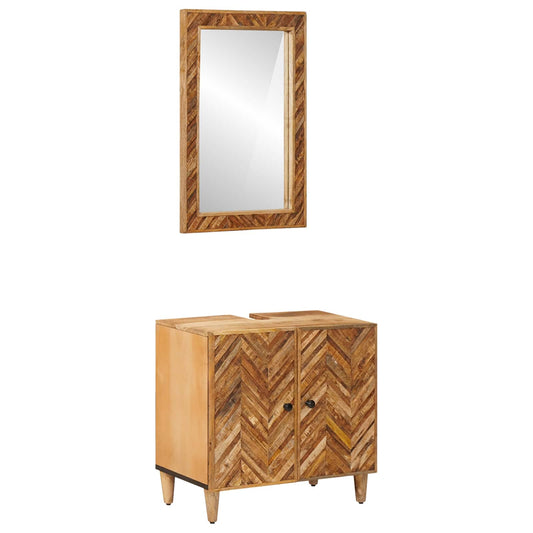 Bathroom Cabinet Set 2 pcs Solid Mango Wood