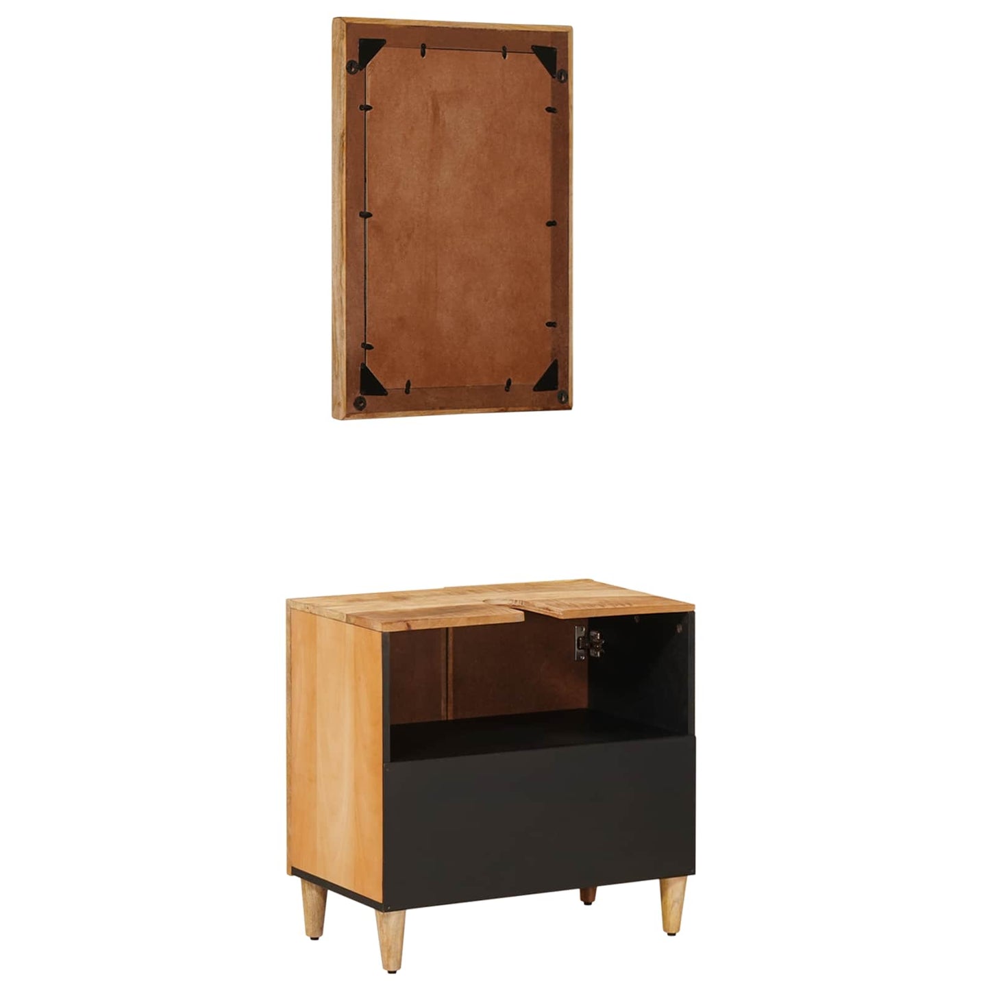 Bathroom Cabinet Set Wall-mounted 2 pcs Solid Mango Wood