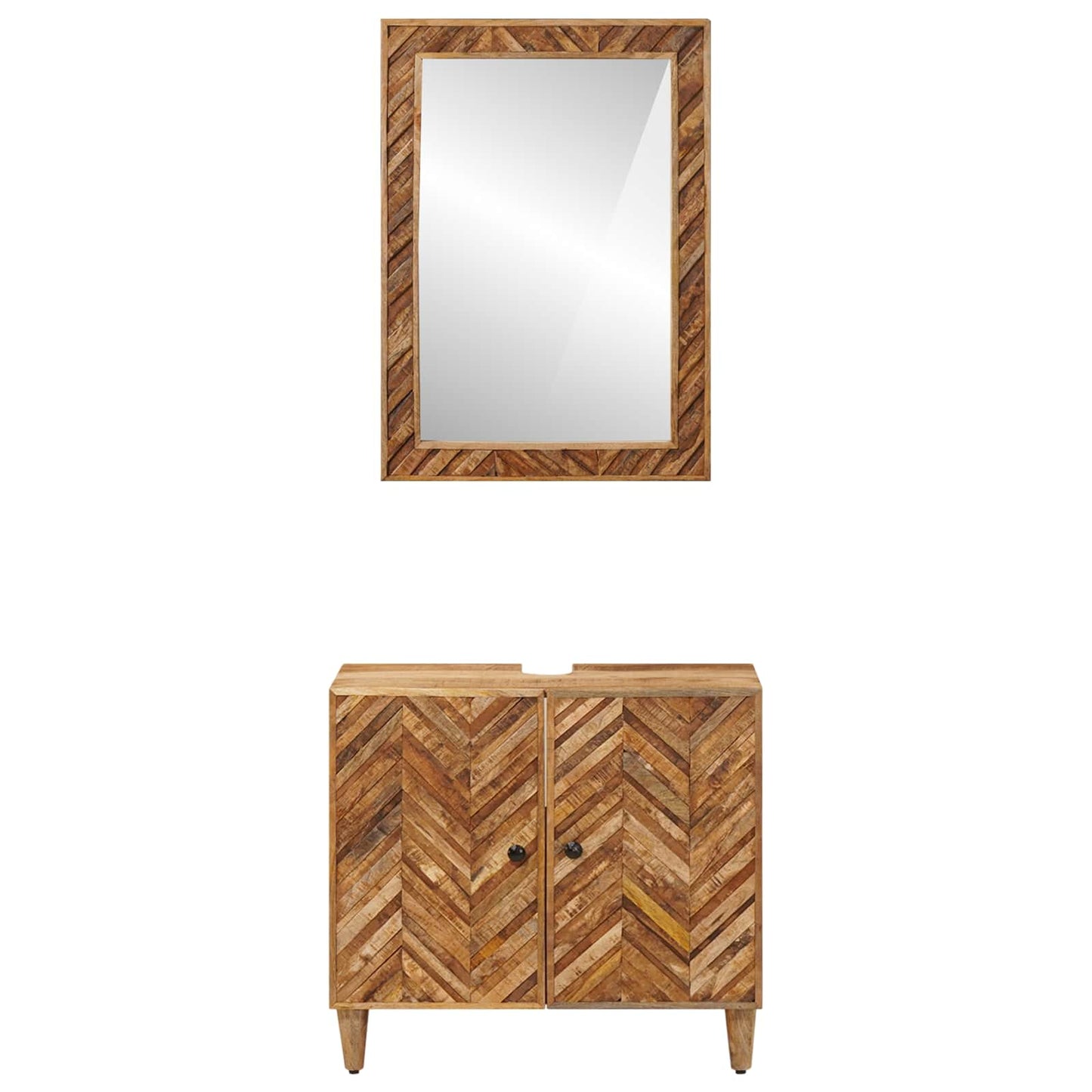Bathroom Cabinet Set Wall-mounted 2 pcs Solid Mango Wood