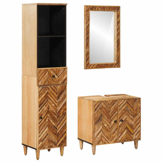 Bathroom Cabinet Set 3 pcs Solid Mango Wood