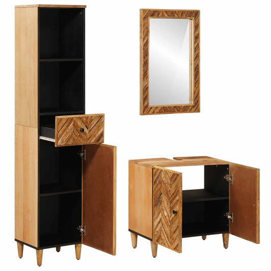 Bathroom Cabinet Set 3 pcs Solid Mango Wood