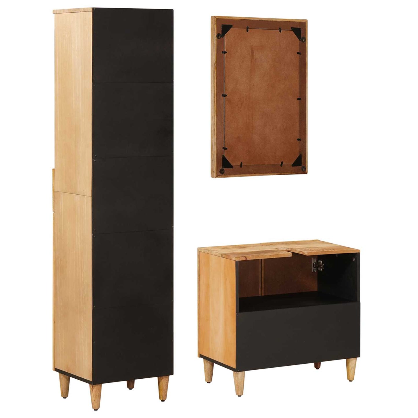 Bathroom Cabinet Set with Drawer 3 pcs Solid Mango Wood