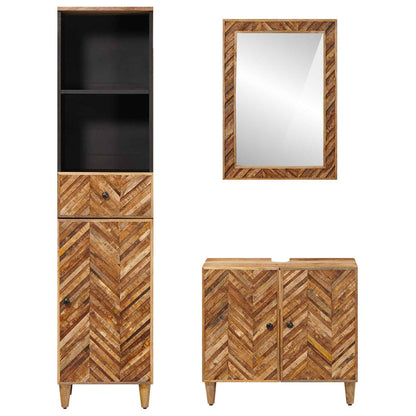 Bathroom Cabinet Set with Drawer 3 pcs Solid Mango Wood