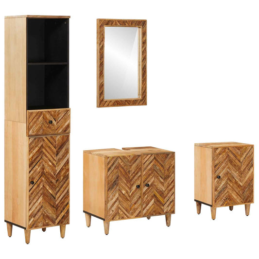 Bathroom Cabinet Set 4 pcs Solid Mango Wood