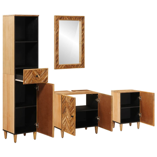 Bathroom Cabinet Set 4 pcs Solid Mango Wood