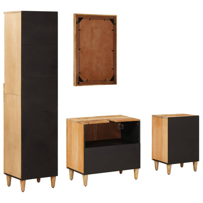Bathroom Cabinet Set with Drawer 4 pcs Solid Mango Wood
