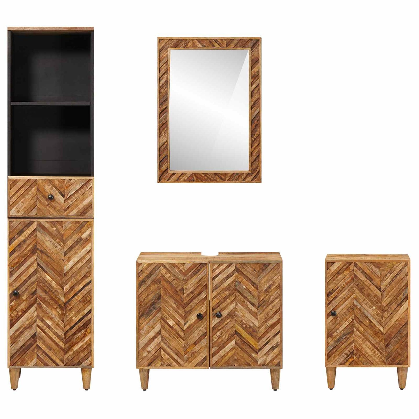 Bathroom Cabinet Set with Drawer 4 pcs Solid Mango Wood