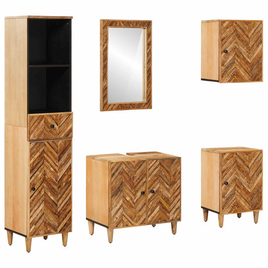 Bathroom Cabinet Set 5 pcs Solid Mango Wood