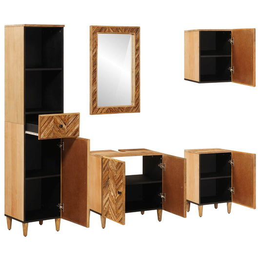 Bathroom Cabinet Set 5 pcs Solid Mango Wood