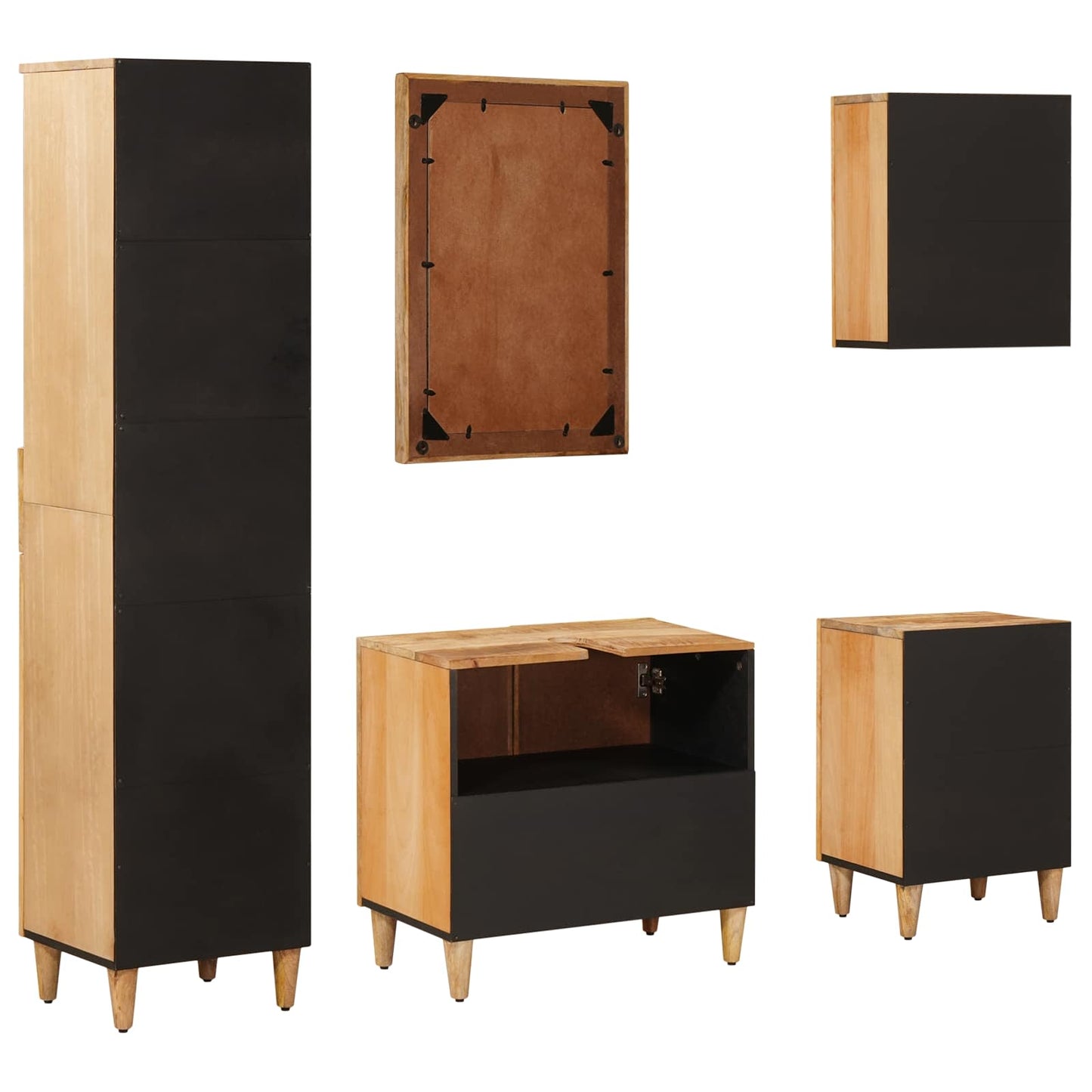 Bathroom Cabinet Set with Drawer 5 pcs Solid Mango Wood