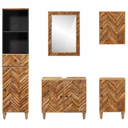 Bathroom Cabinet Set with Drawer 5 pcs Solid Mango Wood