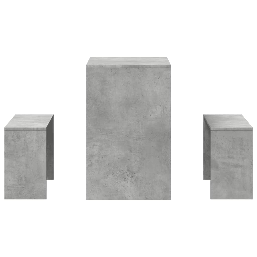 3 Piece Dining Table&Bench set Concrete Grey Engineered Wood