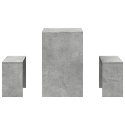3 Piece Dining Table&Bench set Concrete Grey Engineered Wood